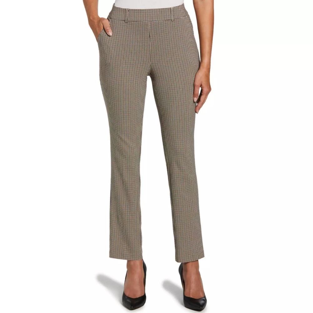 Rafaella Women's Millenium High Pull On Stretch Pant, Stamford Check Safari (18)